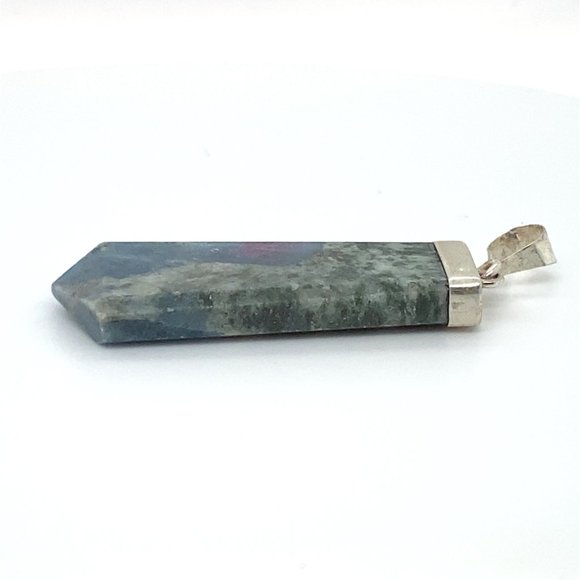 Ruby In Zoisite 37.10ct Solid 925 Sterling Silver Pendant - Picture 5 of 6
